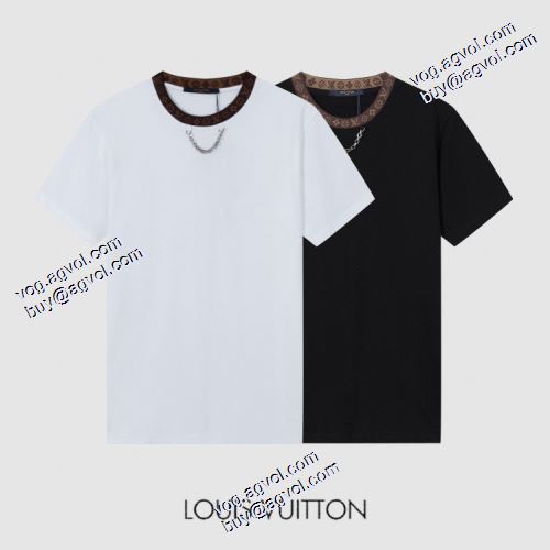 2色可選 セール中 ルイ ヴィトン偽物ブランド 半袖Tシャツ デザイン性の高い 2021春夏 ルイ ヴィトン LOUIS VUITTON ラウンドネック
