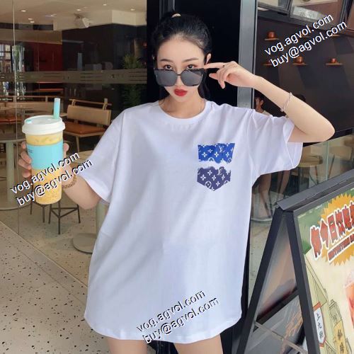 2色可選 プリント 半袖Tシャツ ルイ ヴィトンブランドコピー ファッション 人気 自然な肌触り 2021春夏 ルイ ヴィトン LOUIS VUITTON