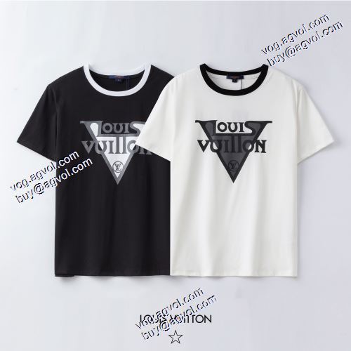 衿裏配色 2021春夏 半袖Tシャツ  ルイ ヴィトン LOUIS VUITTON ルイ ヴィトンスーパーコピー 存在感のある 2色可選 オリジナル