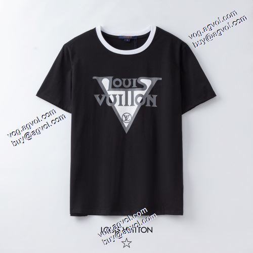 衿裏配色 2021春夏 半袖Tシャツ  ルイ ヴィトン LOUIS VUITTON ルイ ヴィトンスーパーコピー 存在感のある 2色可選 オリジナル