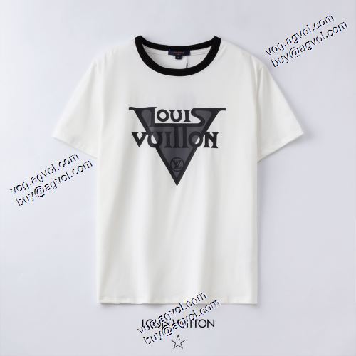 衿裏配色 2021春夏 半袖Tシャツ  ルイ ヴィトン LOUIS VUITTON ルイ ヴィトンスーパーコピー 存在感のある 2色可選 オリジナル
