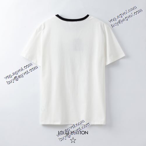 衿裏配色 2021春夏 半袖Tシャツ  ルイ ヴィトン LOUIS VUITTON ルイ ヴィトンスーパーコピー 存在感のある 2色可選 オリジナル