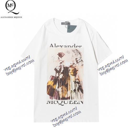  2021春夏 alexander mcqueen偽物ブランド 首胸ロゴ アレキサンダー マックイーン alexander mcqueen 2色可選 半袖Tシャツ