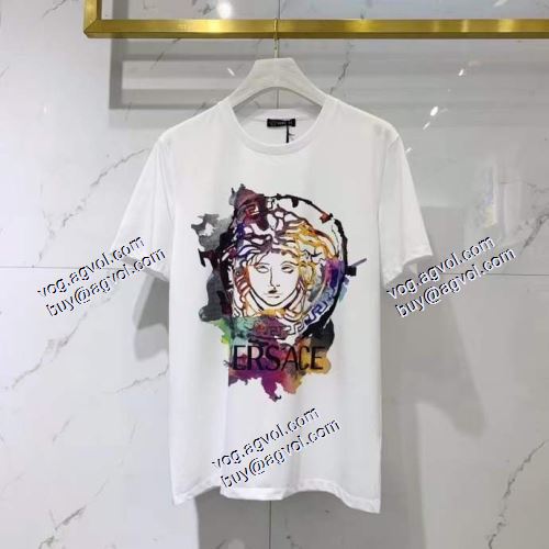  半袖シャツ 2021春夏  VERSACEブランド 偽物 通販  2色可選  プレゼントに  ヴェルサーチVERSACE 