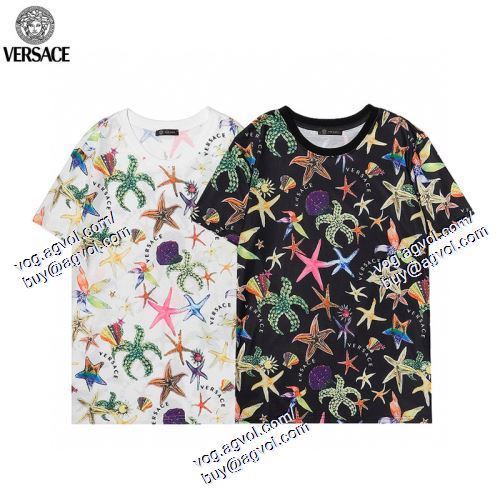  2021春夏 VERSACEスーパーコピー 激安 ヴェルサーチVERSACE 2色可選 半袖Tシャツ 首胸ロゴ  