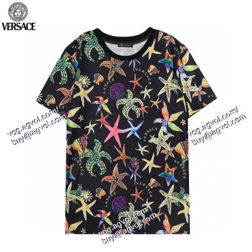  2021春夏 VERSACEスーパーコピー 激安 ヴェルサーチVERSACE 2色可選 半袖Tシャツ 首胸ロゴ  