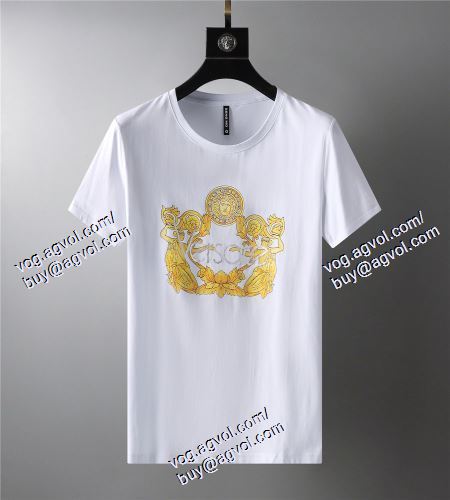  2021春夏 2色可選 VERSACEスーパーコピー 代引 半袖Tシャツ ヴェルサーチVERSACE 欧米韓流/雑誌 