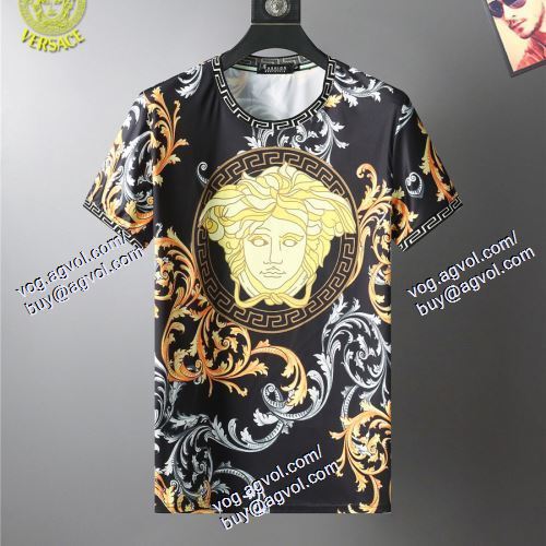  ヴェルサーチVERSACE 2021春夏 半袖Tシャツ 2色可選 首胸ロゴ VERSACEコピーブランド