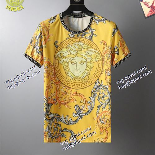  ヴェルサーチVERSACE 2021春夏 半袖Tシャツ 2色可選 首胸ロゴ VERSACEコピーブランド