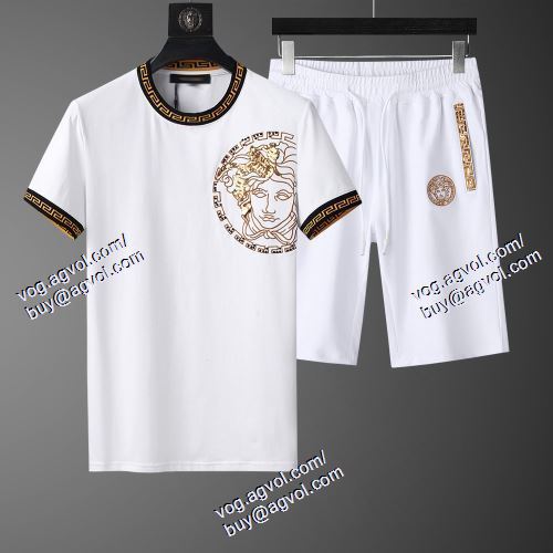  半袖Tシャツ 上下セット ヴェルサーチVERSACE 2021春夏 2色可選 VERSACEコピー ブランド 人気 ランキング