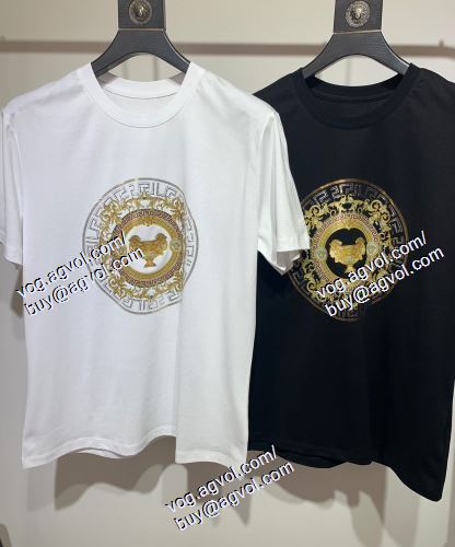  VERSACE偽物ブランド ヴェルサーチVERSACE 2色可選 半袖Tシャツ 大人っぼい 2021春夏  