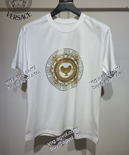  VERSACE偽物ブランド ヴェルサーチVERSACE 2色可選 半袖Tシャツ 大人っぼい 2021春夏  