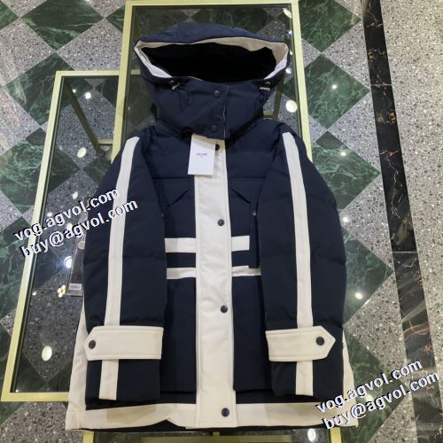 2021秋冬 セリーヌ CELINE ダウンジャケット フードづき ポケットづき セリーヌブランド コピー お洒落自在 スナップ止め仕様