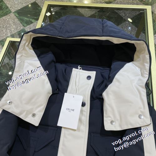 2021秋冬 セリーヌ CELINE ダウンジャケット フードづき ポケットづき セリーヌブランド コピー お洒落自在 スナップ止め仕様