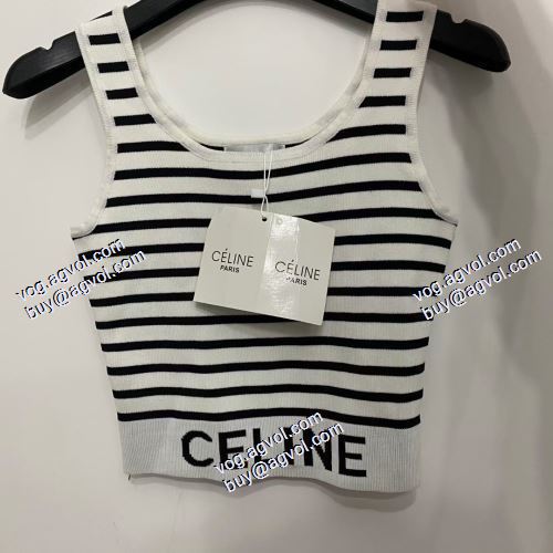  セリーヌ CELINE 2021春夏 CELINE偽物ブランド コスパ最高のプライス ストライプのスリムベスト 2色可選