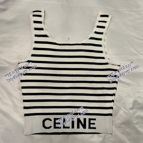  セリーヌ CELINE 2021春夏 CELINE偽物ブランド コスパ最高のプライス ストライプのスリムベスト 2色可選