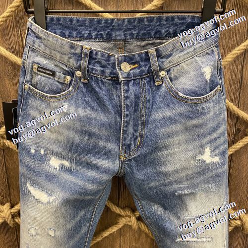 デニムパンツ ドルチェ&ガッバーナブランド 偽物 通販 豊富なサイズ ダメージ加工 格好いいデニム 2021秋冬 ドルチェ＆ガッバーナ Dolce&Gabbana