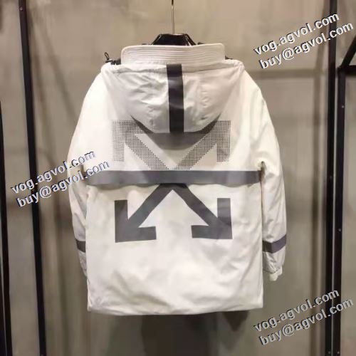 2021秋冬 Off-White オフホワイト ブルゾン オフホワイトコピー ブランド 2色可選 洗練を十分に演出する フードづき 保温性を発揮する