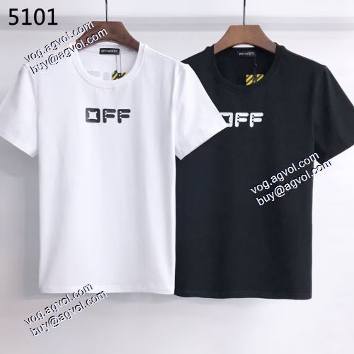 2021春夏ラウンドネック Off-White半袖Tシャツ オフホワイトブランド 偽物 通販 レジャー 定番の丸襟デザイン