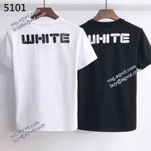 2021春夏ラウンドネック Off-White半袖Tシャツ オフホワイトブランド 偽物 通販 レジャー 定番の丸襟デザイン