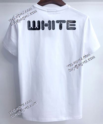 2021春夏ラウンドネック Off-White半袖Tシャツ オフホワイトブランド 偽物 通販 レジャー 定番の丸襟デザイン