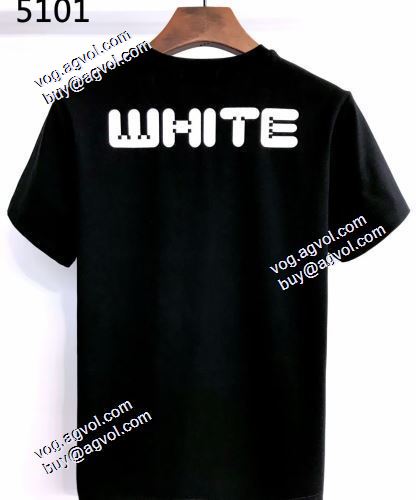 2021春夏ラウンドネック Off-White半袖Tシャツ オフホワイトブランド 偽物 通販 レジャー 定番の丸襟デザイン