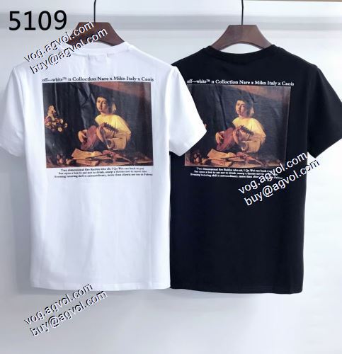 2021春夏 個性的でスタイリッシュなプリントデザインが凝った作り Off-White半袖Tシャツ カジュアル オフホワイトスーパーコピー 激安
