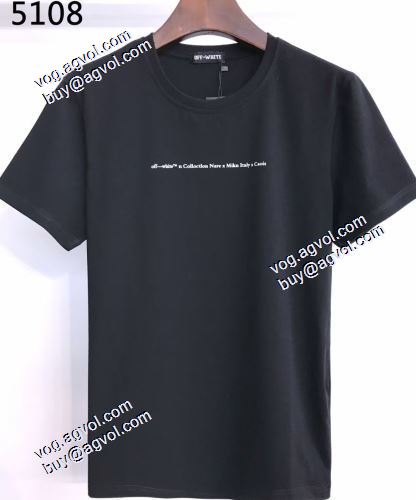 はっきりした明るいプリント 2021春夏 ラウンドネック Off-White半袖Tシャツ オフホワイトコピーブランド