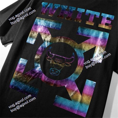 2021春夏 オフホワイトブランド コピー Off-Whiteの、ロゴ Tシャツ 2色可選 伸縮性ニット ラウンドネック ストレートヘム 背面にプリント 半袖