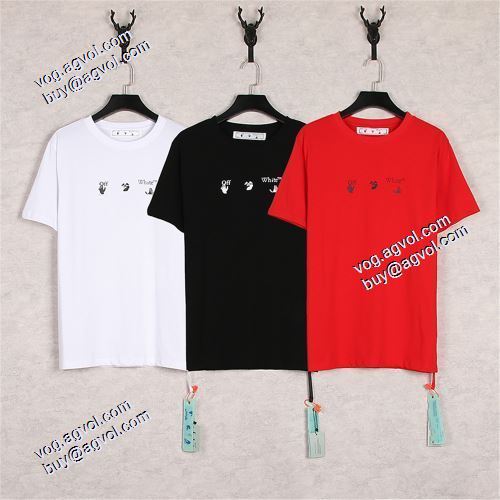 オフホワイトコピー  Off-Whiteペイントプリント 胸元にロゴプリントラウンドネック ドロップショルダー ショートスリーブ 2021春夏半袖Tシャツ