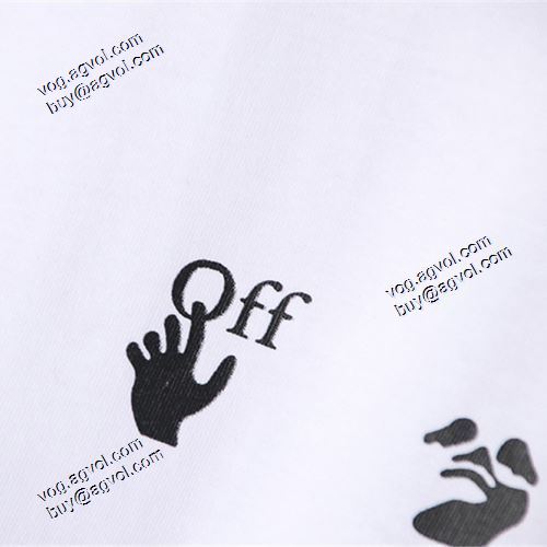 オフホワイトコピー  Off-Whiteペイントプリント 胸元にロゴプリントラウンドネック ドロップショルダー ショートスリーブ 2021春夏半袖Tシャツ