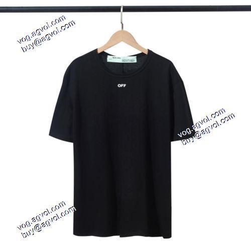 2021春夏半袖Tシャツ 人気 ランキング Off-Whiteコピーブランド オフホワイト胸元にロゴプリント ラウンドネック ショートスリーブ 2色可選