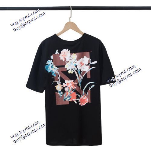 2021春夏半袖Tシャツ 人気 ランキング Off-Whiteコピーブランド オフホワイト胸元にロゴプリント ラウンドネック ショートスリーブ 2色可選