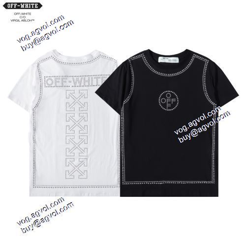 人気商品 2021春夏半袖Tシャツ オフホワイトバックにグラフィックプリント 胸元にロゴプリント クルーネック Off-White偽物ブランド