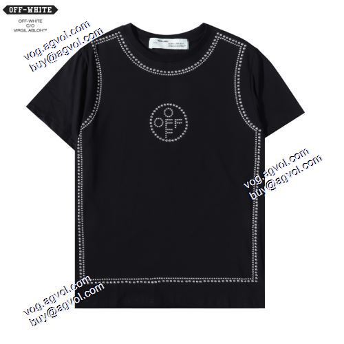 人気商品 2021春夏半袖Tシャツ オフホワイトバックにグラフィックプリント 胸元にロゴプリント クルーネック Off-White偽物ブランド