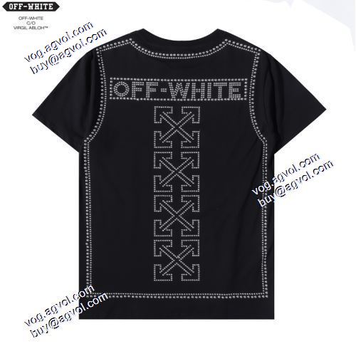 人気商品 2021春夏半袖Tシャツ オフホワイトバックにグラフィックプリント 胸元にロゴプリント クルーネック Off-White偽物ブランド