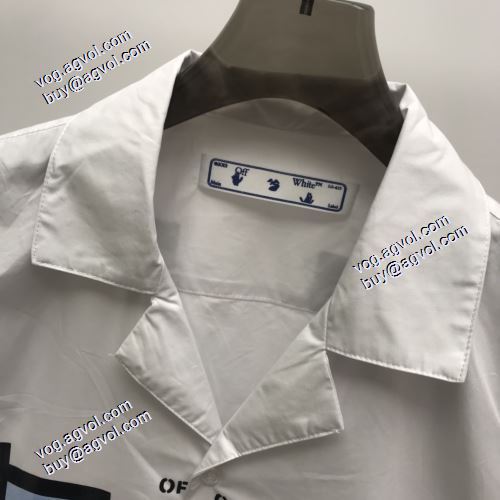 2021春夏半袖シャツ 胸に個性的なモノグラムプリント Off-Whiteブランドコピー オフホワイト 優しいフィット感
