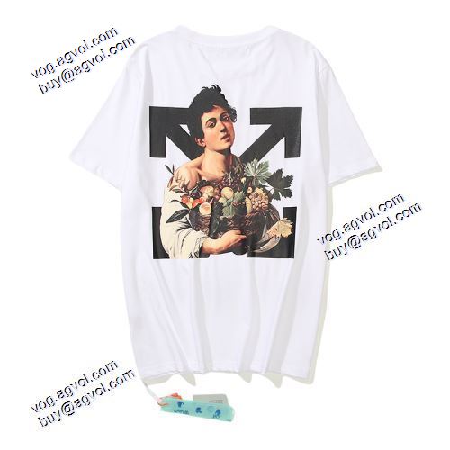 コスパ最高のプライス Off-White男の子の背中に油絵矢印の半袖Tシャツ オフホワイトコピー ブランド 2021春夏半袖Tシャツ