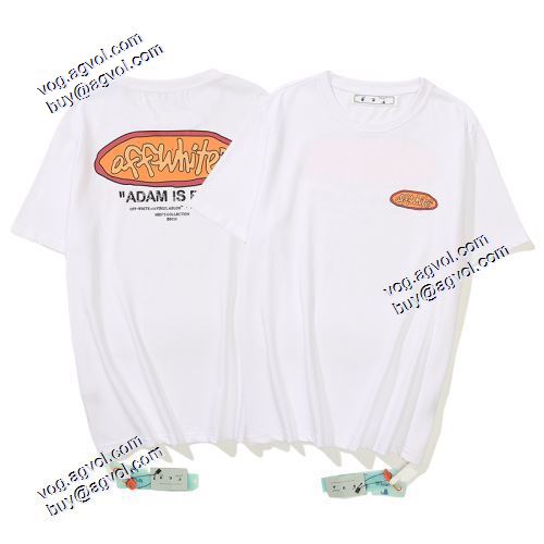 Off-Whiteスーパーコピー オフホワイト半袖Tシャツ ペイントプリント 2021春夏 胸元にロゴプリント ラウンドネック スタイリッシュな印象