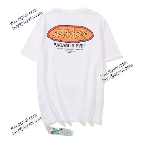 Off-Whiteスーパーコピー オフホワイト半袖Tシャツ ペイントプリント 2021春夏 胸元にロゴプリント ラウンドネック スタイリッシュな印象