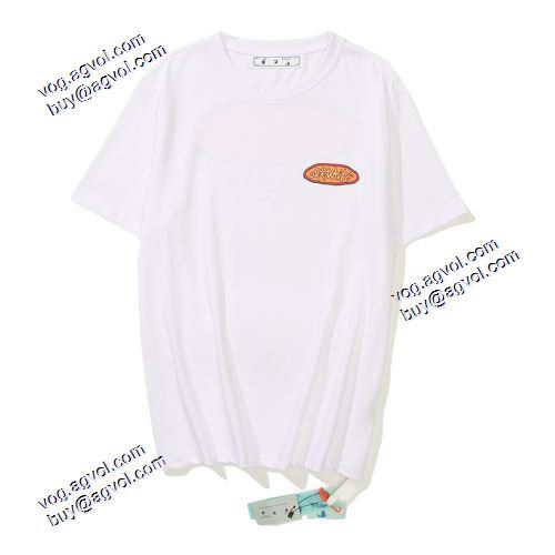 Off-Whiteスーパーコピー オフホワイト半袖Tシャツ ペイントプリント 2021春夏 胸元にロゴプリント ラウンドネック スタイリッシュな印象