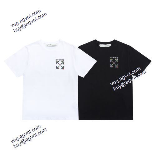 超目玉 2021春夏（オフホワイト）の、ロゴ Tシャツ伸縮性ニットラウンドネック背面にプリント半袖  Off-Whiteブランドスーパーコピー