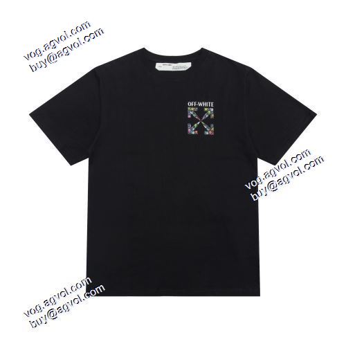 超目玉 2021春夏（オフホワイト）の、ロゴ Tシャツ伸縮性ニットラウンドネック背面にプリント半袖  Off-Whiteブランドスーパーコピー