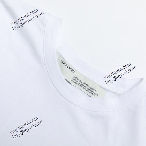 超目玉 2021春夏（オフホワイト）の、ロゴ Tシャツ伸縮性ニットラウンドネック背面にプリント半袖  Off-Whiteブランドスーパーコピー
