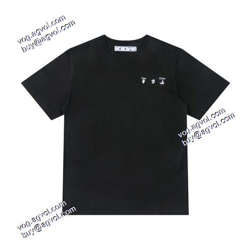 SALE!今季 Off-Whiteブランド コピー 2021春夏 オフホワイトラウンドネックショートスリーブ胸元にロゴプリント