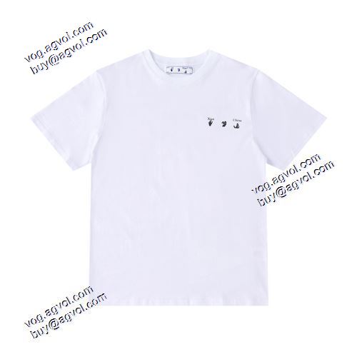 SALE!今季 Off-Whiteブランド コピー 2021春夏 オフホワイトラウンドネックショートスリーブ胸元にロゴプリント