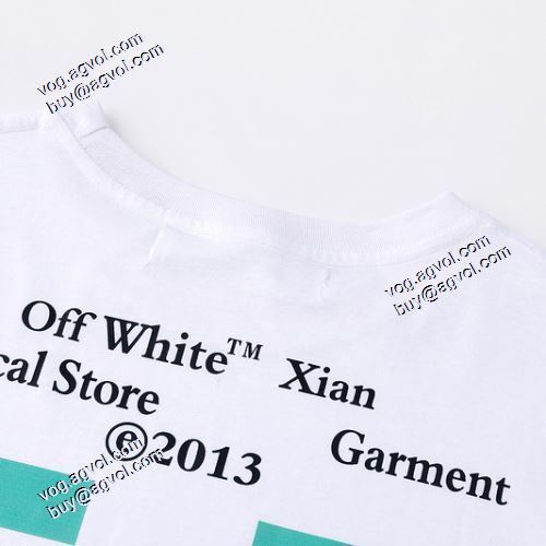 SALE!今季 Off-Whiteブランド コピー 2021春夏 オフホワイトラウンドネックショートスリーブ胸元にロゴプリント