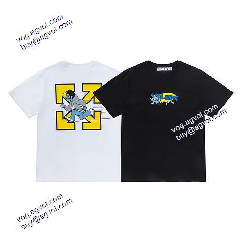 2021春夏 Off-Whiteブランド コピー オフホワイト半袖Tシャツ 大人気☆NEW!! 大気文字のプリント装飾が風変わりな感じを与える