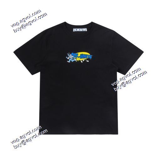 2021春夏 Off-Whiteブランド コピー オフホワイト半袖Tシャツ 大人気☆NEW!! 大気文字のプリント装飾が風変わりな感じを与える