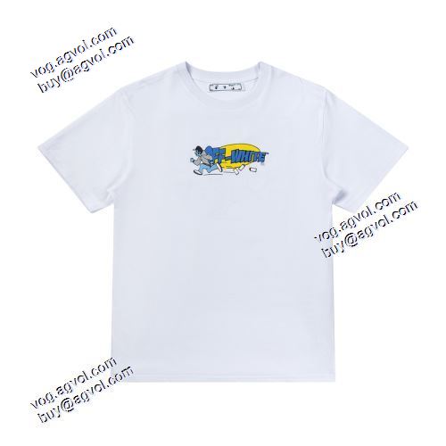 2021春夏 Off-Whiteブランド コピー オフホワイト半袖Tシャツ 大人気☆NEW!! 大気文字のプリント装飾が風変わりな感じを与える